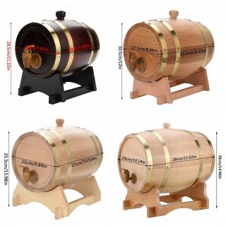 1.  5L/3L/5L/10L Vintage Wood Oak Wine Barrel Beer Whiskey Rum Brewing Port Kegs F 6