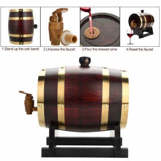 1.  5L/3L/5L/10L Vintage Wood Oak Wine Barrel Beer Whiskey Rum Brewing Port Kegs F 8