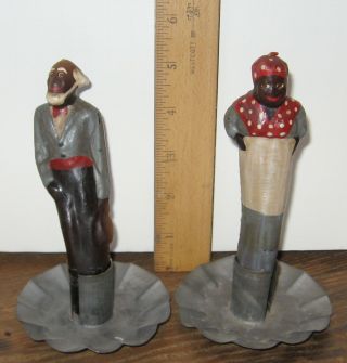 Vintage Black Americana Wax Candles - Aunt Jemima And Uncle Mose Rare