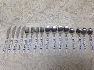 Vintage,  Rare,  Made in Japan,  16 - pc Blue Willow Flatware - Service for 4 w/ Box 3