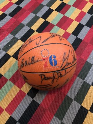 Vintage 76ers Team Signed Basketball Julius Dr J Erving Darryl Dawkins Autograph