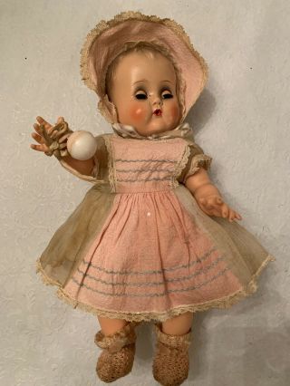 Vintage Doll Early Ideal Betsy Wetsy Baby Cries When Squeezed 14 " Molded Hair