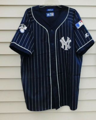 Vintage Rare Starter York Yankees Pin Stripes Baseball Sewn Jersey Men 