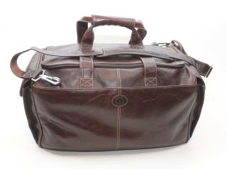 Torino Leather Company Brown Duffle Luggage Travel Gym Bag Rare Pga Issue