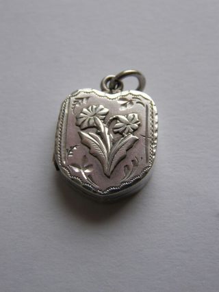 Antique Victorian Sterling Silver Locket Pendant,  1899 Birmingham Hallmarks