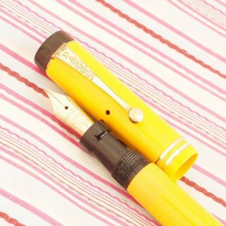 Vintage Parker Duofold Lucky Curve Mandarin Yellow Flat - Top Button - Fountain Pen