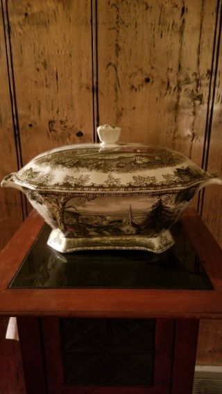 Vintage Johnson Bros The Friendly Village 16 " X 10 " Covered Soup Tureen