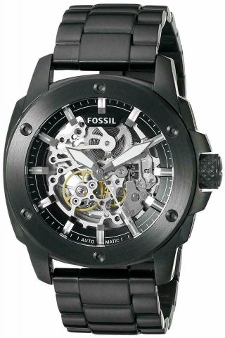 Fossil Machine Automatic Me3080 Mens Modern Skeleton Dial Black Watch
