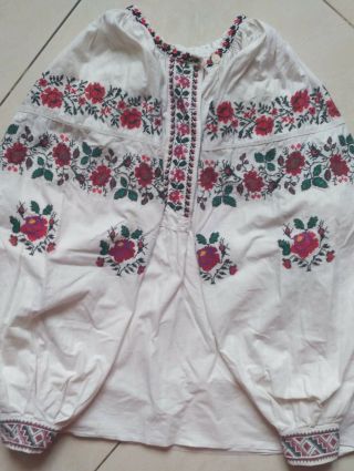 Ukrainian Vintage (1920 - 1940y) Embroidered Blouse,  L - 2xl,  Cotton,  Handiwork,  Ukraine