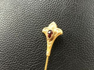 Antique 14k Yellow Gold Garnet Jeweled Hat Pin 5.  2 Grams
