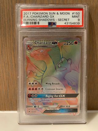 Psa 9 - Charizard Gx - Pokemon Burning Shadows 150/147 Hyper Rare Secret