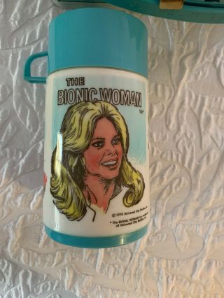 VINTAGE 1970 ' S ALADDIN THE BIONIC WOMAN METAL LUNCHBOX THERMOS 4