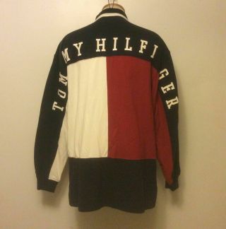 Vintage 1990s Tommy Hilfiger Block Flag Long Sleeve Polo Spell Out Xl Shirt