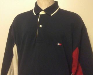 Vintage 1990s Tommy Hilfiger Block Flag Long Sleeve Polo Spell Out XL Shirt 4