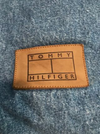 Vtg Tommy Hilfiger Distressed Denim Blue Jean Comforter Quilt Twin Full 86 " X92 "