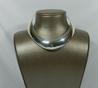 Vtg Empresa Pat Sa 925 Sterling Silver Wide Rigid Collar Necklace 40g