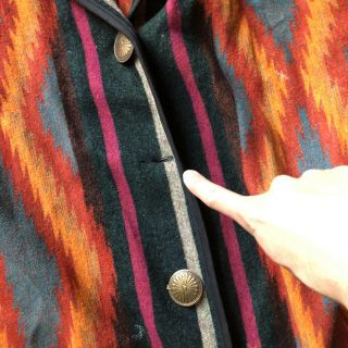 Womens Vintage Silverado USA Aztec Pendleton Style Wool Blanket Jacket Coat Sz L 6