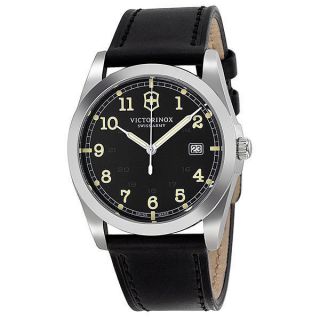 Nwt Victorinox Swiss Army Infantry Black Leather Strap Men 