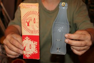 Vintage 1950 ' s Coca Cola Soda Pop Bottle Metal Thermometer Sign W/Box 6