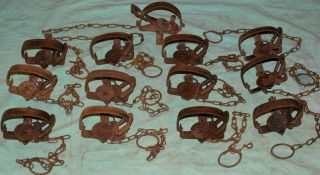 12 Vintage Victor 1 Coil Spring Traps 1 Oneida Jump Stoploss Pat.  Lititz Pa