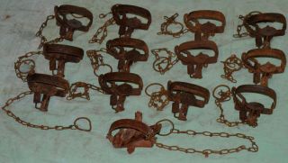 12 Vintage VICTOR 1 Coil Spring Traps 1 ONEIDA JUMP Stoploss Pat.  Lititz PA 2