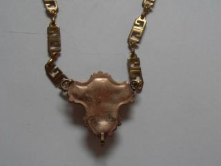 Antique Victorian Rose Gold Cameo Necklace,  Greek Key Pattern 8