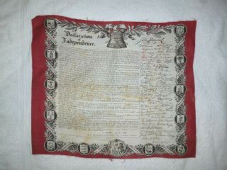Extremely Rare Fabric Declaration Of Independence 1876 Centennial Red Border