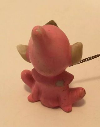 VINTAGE PINK ELF PIXIE MOM & BABIES 3 ELVES PIXIE FIGURINES ON CHAIN JAPAN RARE 6