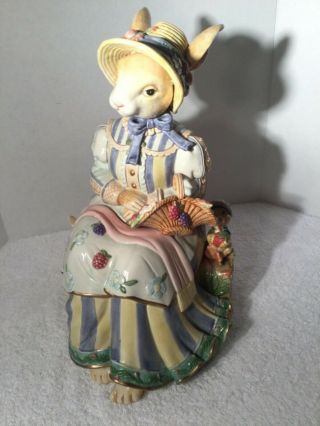 Vintage Large Fitz and Floyd SOMERSET Rabbit Cookie Jar 2