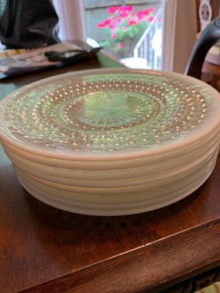 8 Fenton Vintage Opalescent Hobnail Plate 8/3/4” Your Bidding In Set Of 8