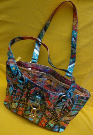 One Of A Kind,  Hand Painted,  Multi Color,  Vintage Satchel Bag.