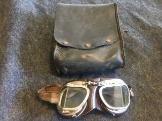 Vintage Stadium Goggles And A Great Smaller Leather Saddle Bag Combo
