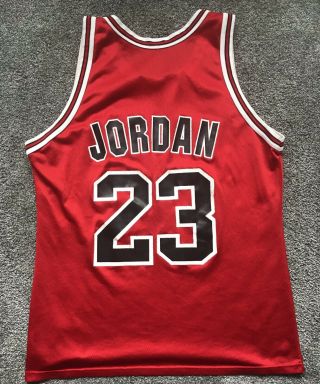 Vtg Michael Jordan 23 Bulls Jersey Champion Red 44 Large Usa 1990 