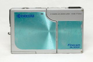 Rare Kyocera Finecam Sl300r Light Blue Vintage Digital Camera Japan Release Only