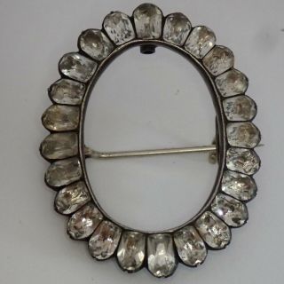 Antique Georgian Sterling Silver Foiled Crystal Paste Brooch