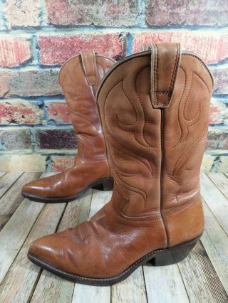 Vintage 1977 Stewart Boots Tan Leather Cowboy Handmade Men 