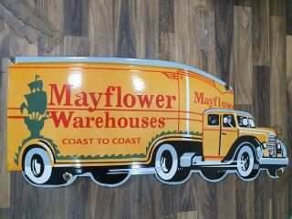 MAYFLOWER TRUCKS VINTAGE PORCELAIN SIGN 35 X 15 INCHES 3