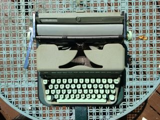 Vintage 1959 Hermes 2000 Portable Typewriter With Classic Dark Green Case