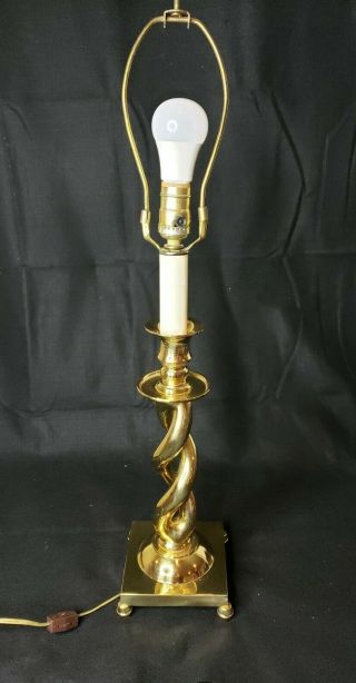 Vtg Stiffel Brass Barley Twist 27 " Candlestick Table Lamp Has Been Re - Wired.