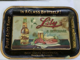 Vintage Pre Pro Beer Tip Tray - Lily Beer - Rock Island Brewing Co - Illinois