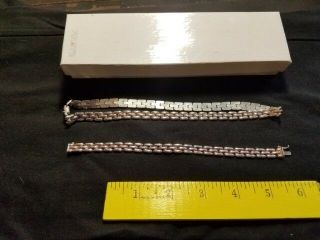 Vintage Sterling Silver Necklace And Bracelet Set Marked 925 Italy 39.  68 Grams