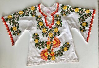 Rare Vintage 70’s Jobea Mexican Guadalajara Embroidered Top Bell Sleeves S/m