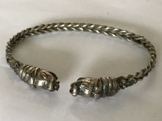 Antique Victorian 1890’s Silver Animal Head Bangle Bracelet