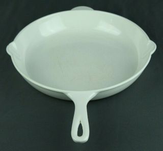 Vintage Le Creuset 26 Skillet Cast Iron All White Enamel Frying Pour Spout Pan