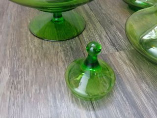 Empoli Glass Green Four Piece Stacking Christmas Tree Candy Dish Vintage EUC 3