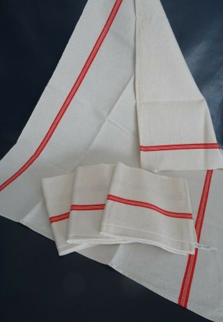 Four French Vintage Striped Linen Towels – Vintage Fabric