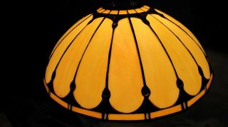 French Tiffany Style Slag Glass Ceiling Lamp Shade Stained Chandelier Vintage