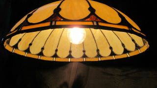French Tiffany Style Slag Glass Ceiling Lamp Shade Stained Chandelier Vintage 7