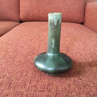 Vintage Antique Fulper Pottery Bronz Green Vase 5.  31” 1909 - 1917