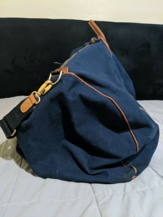 Vintage LL Bean Blue Canvas / Leather Bottom XL Duffle Bag 27 